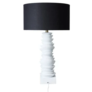 Mendoza Table Lamp White W Black Shade3