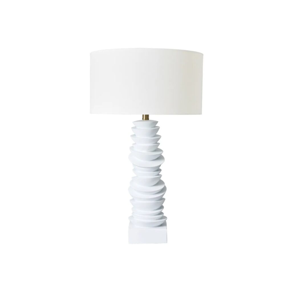 Mendoza Table Lamp White W White Shade