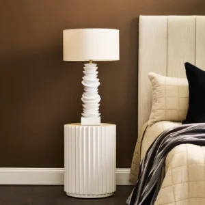Mendoza Table Lamp White W White Shade1