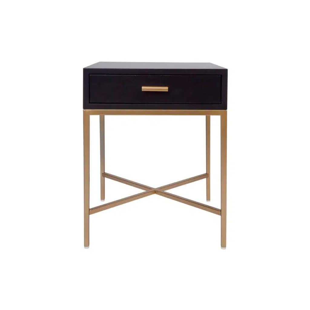 Nessa Black Bedside Table Gold