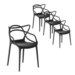 Black Stackable Outdoor Dining Chair Set