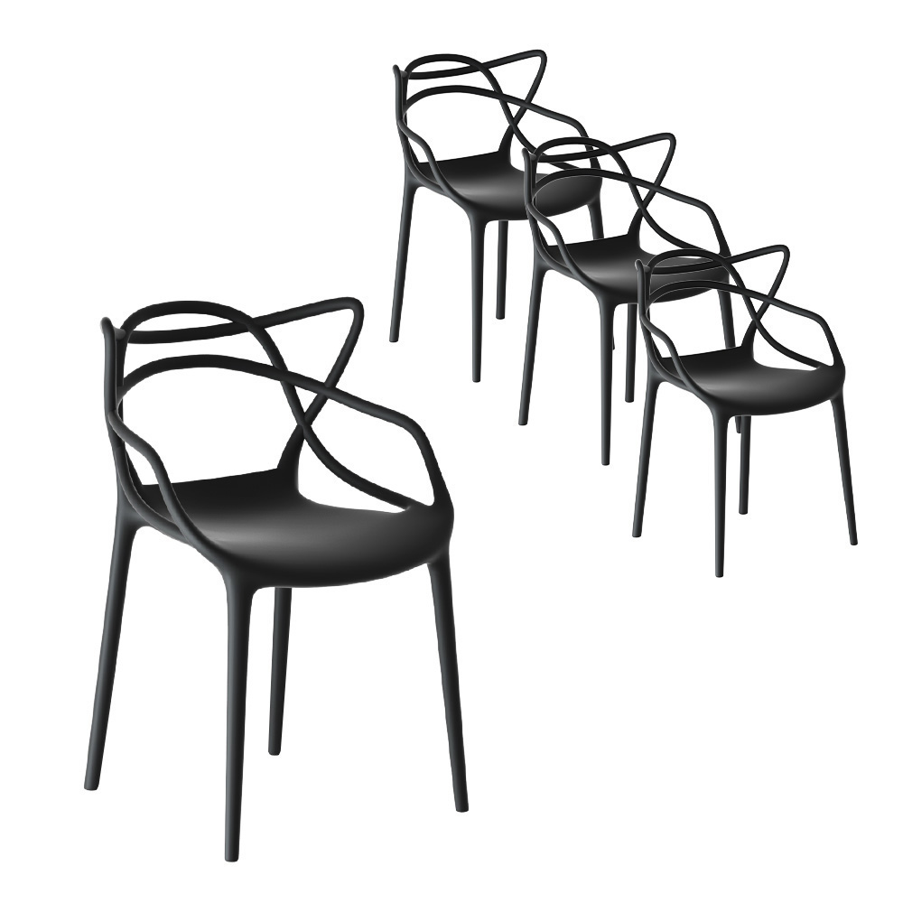 Black Stackable Outdoor Dining Chair Set