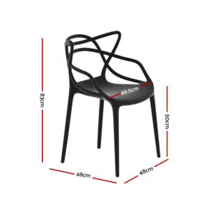 Stackable Black Outdoor Dining Chair Set Modern Design