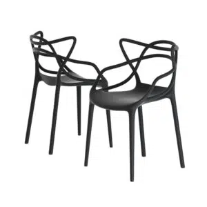 Black Stackable Outdoor Dining Chair Set