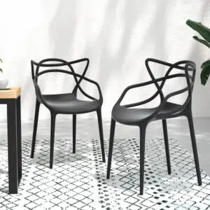 Stackable Outdoor Dining Chair Black Set of 4