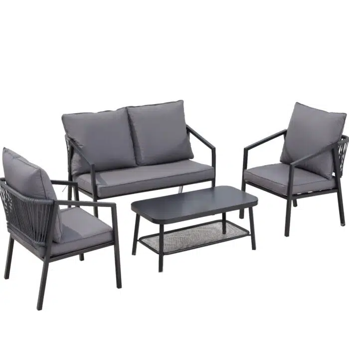 Solana Outdoor Sofa Set – 4-Seater with Table & Chairs (4PCS)