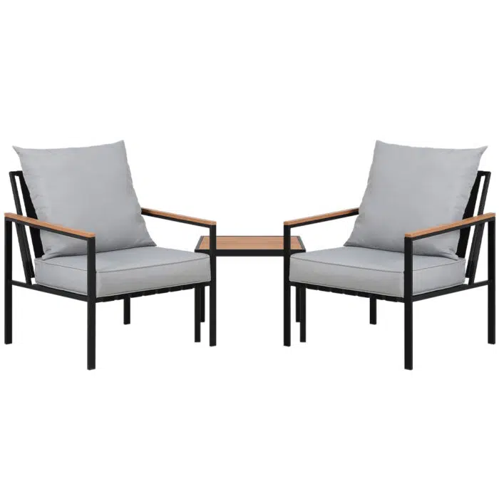 Sorrento Outdoor Bistro Set – 3PC Black & Grey
