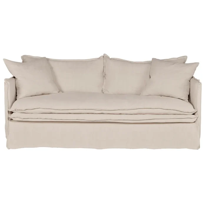 Palm Beach 3 Seater Slip Cover Sofa – Natural Linen