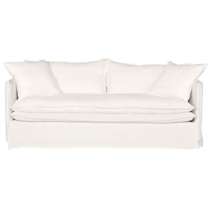 Palm Beach 3 Seater Slip Cover Sofa – White Linen