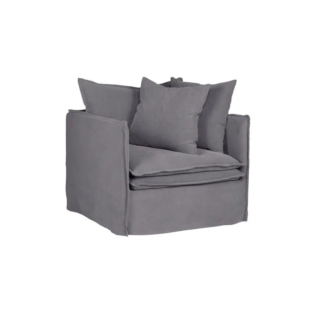 Palm Beach Slip Cover Arm Chair Slate Grey Linen