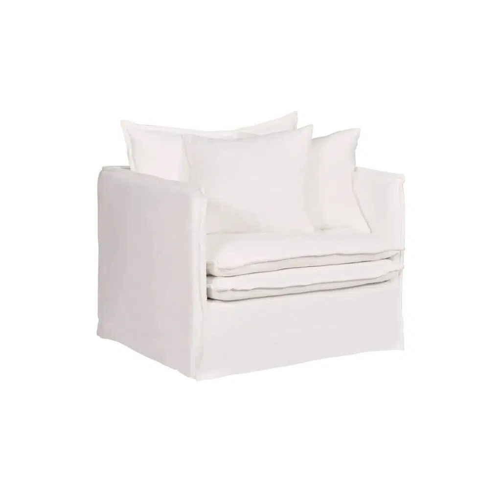 Palm Beach Slip Cover Arm Chair White Linen