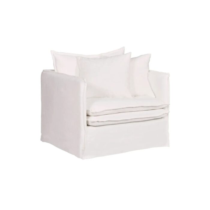 Palm Beach Slip Cover Armchair – White Linen