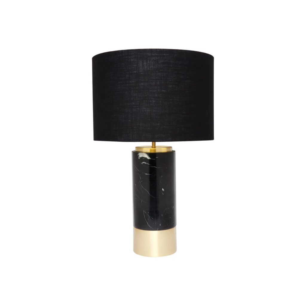 Paola Marble Table Lamp Black W Black Shade