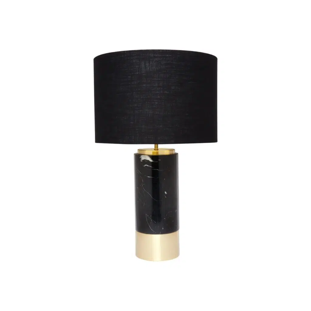 Paola Marble Table Lamp Black W Black Shade