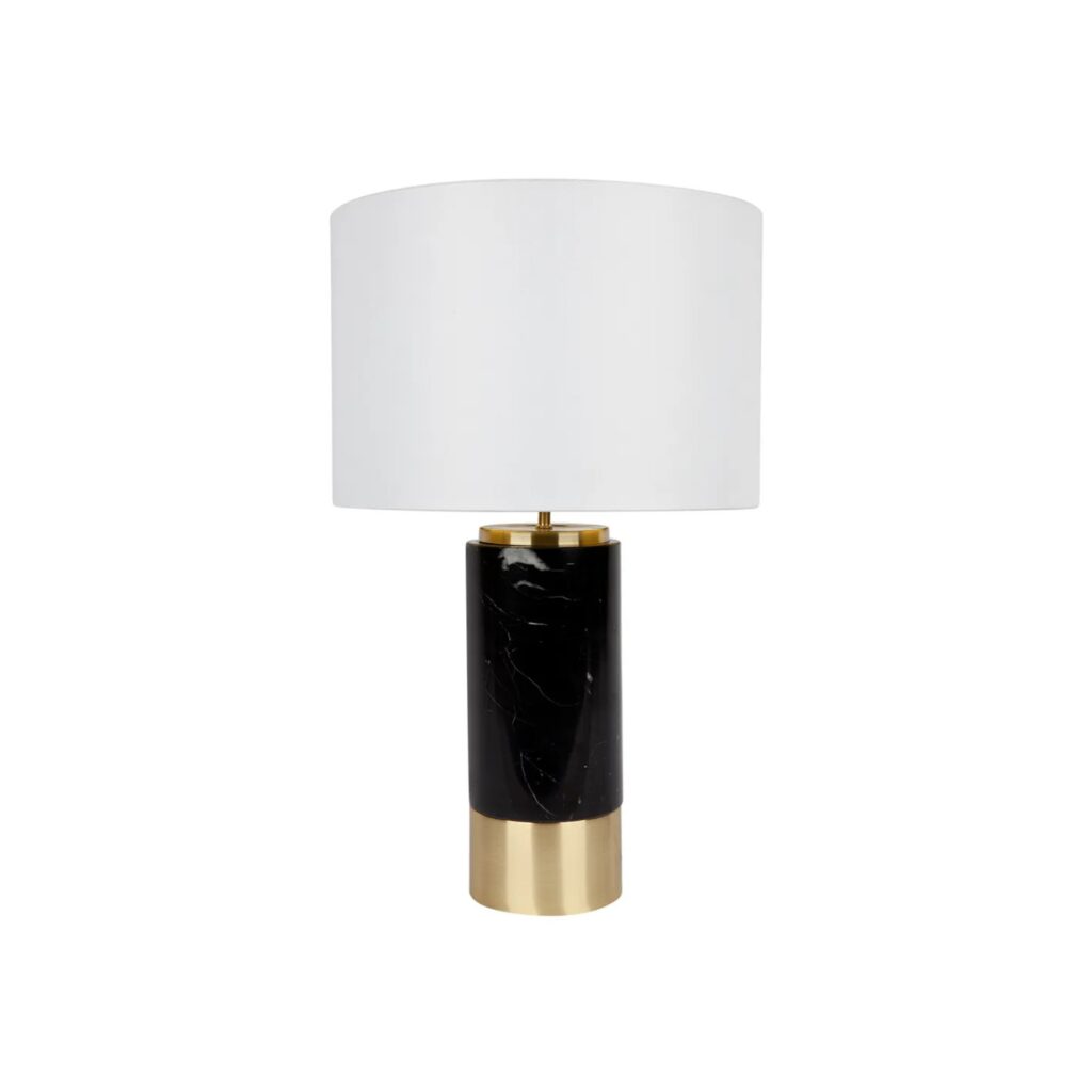 Paola Marble Table Lamp Black W White Shade