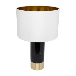 Paola Marble Table Lamp Black W White Shade3