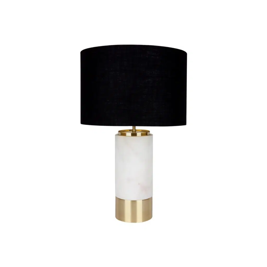 Paola Marble Table Lamp White W Black Shade