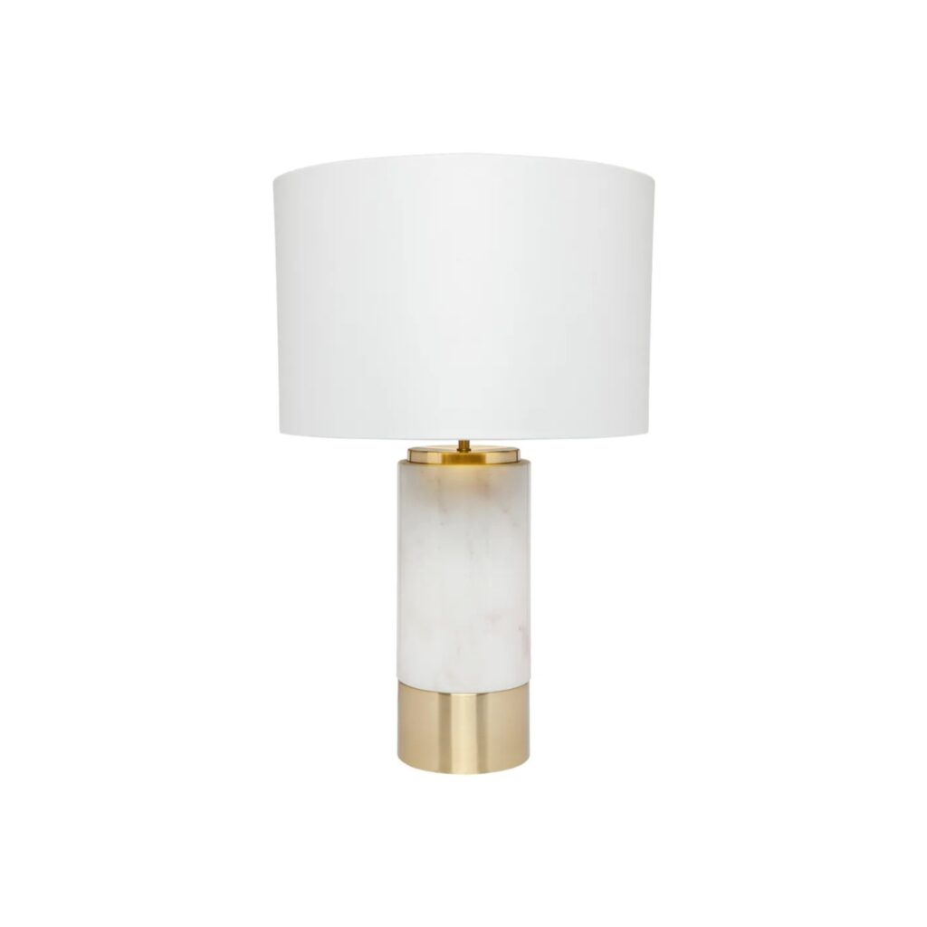 Paola Marble Table Lamp White W White Shade
