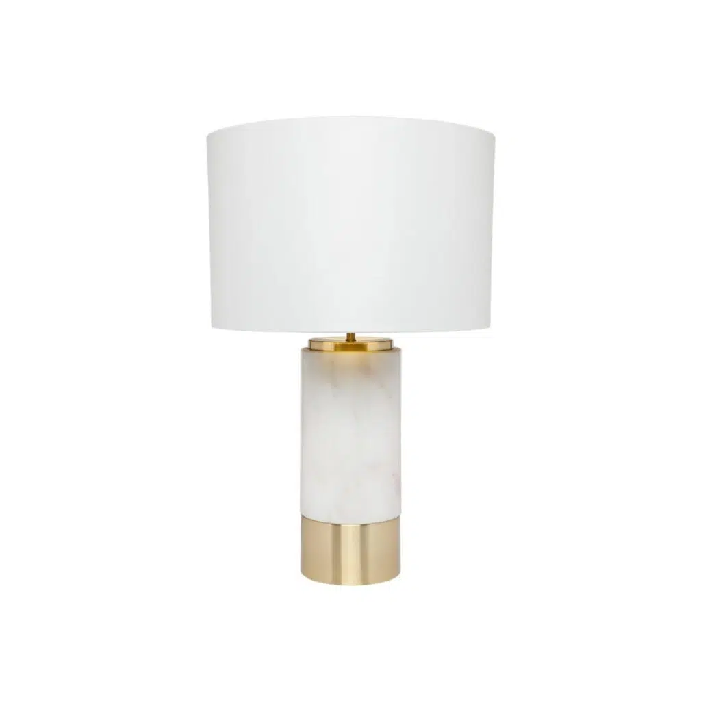Paola Marble Table Lamp White W White Shade