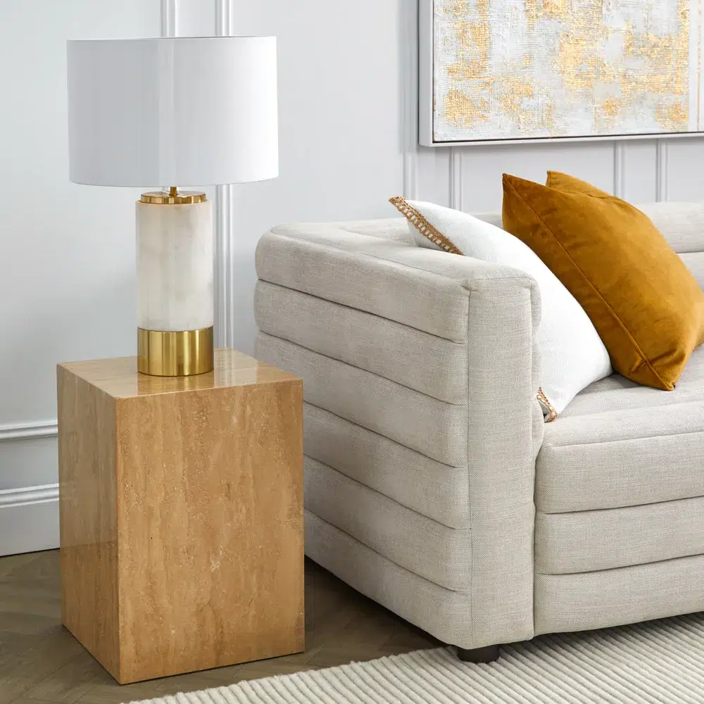 Paola Marble Table Lamp White W White Shade1
