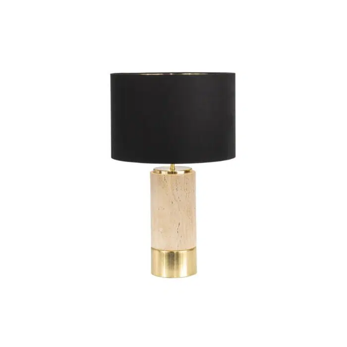 Paola Travertine Table Lamp – Black Shade