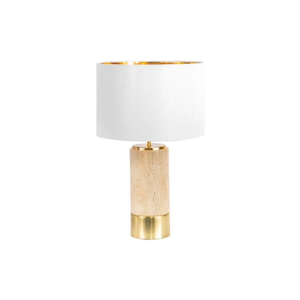 Paola Travertine Table Lamp White Shade