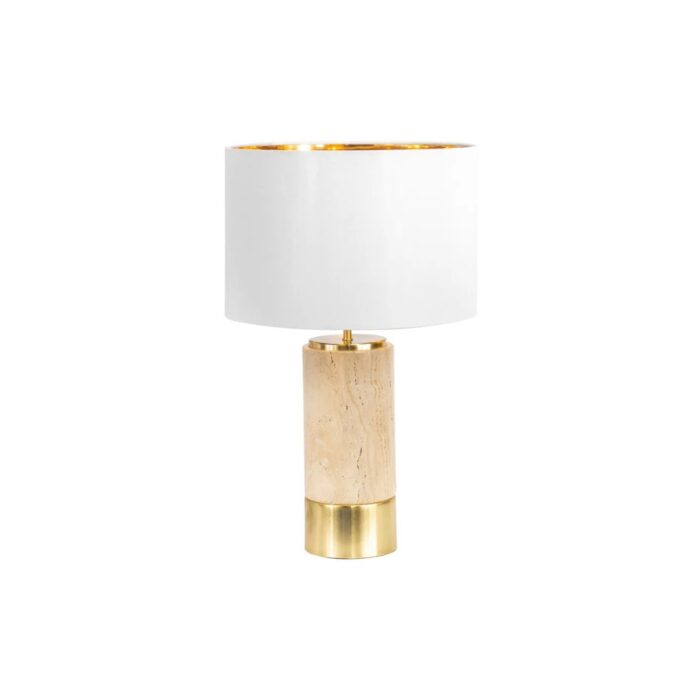 Paola Travertine Table Lamp White Shade