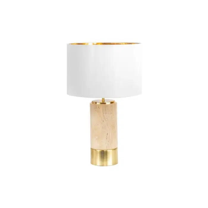 Paola Travertine Table Lamp – White Shade