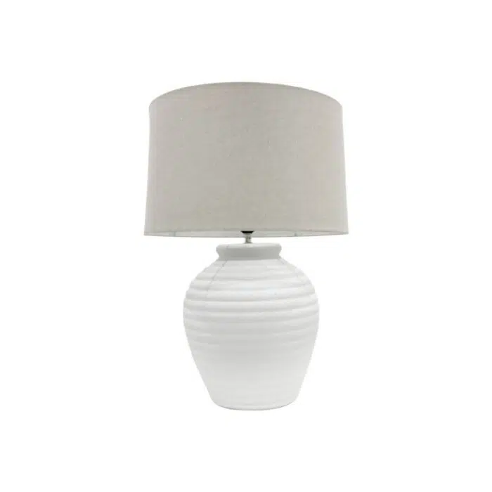 Solstice Table Lamp – White w Natural Shade