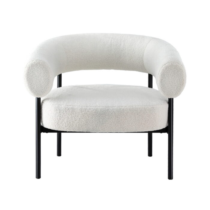 Curva Accent Armchair White Boucle Stylish Durable Comfortable