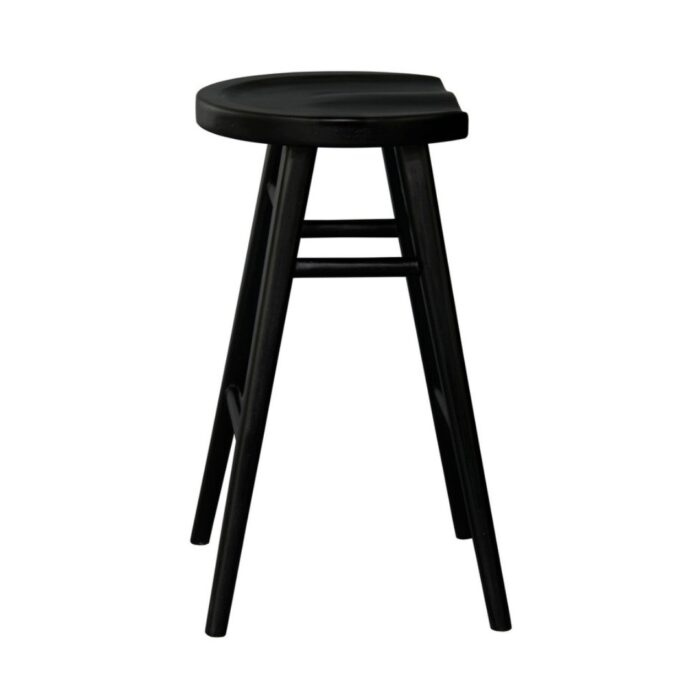 Scandi counter stool in black, mahogany construction, ergonomic design, fully assembled