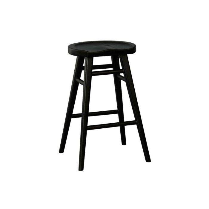 Scandi counter stool in black, mahogany construction, ergonomic design