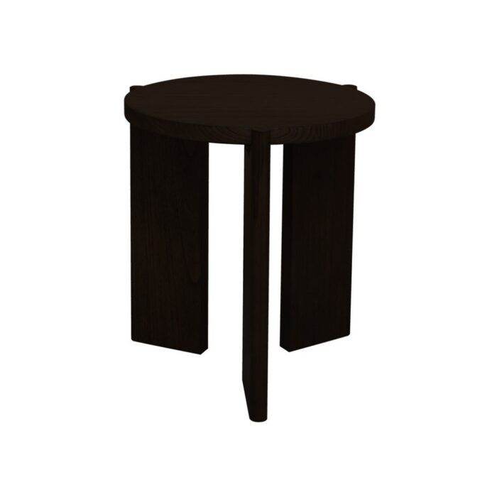 Apollo Black Timber Side Table, Round, Durable Mindi Wood, Natural Elegance