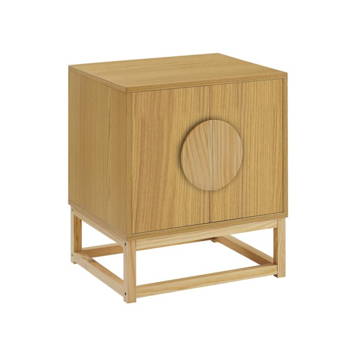 Luca Bedside Table Nat Wood Split Door Modern Design