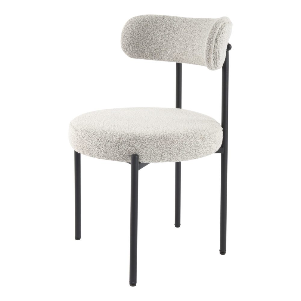 Elara Dining Chair Boucle White Quartz Set Modern Comfortable Steel Frame