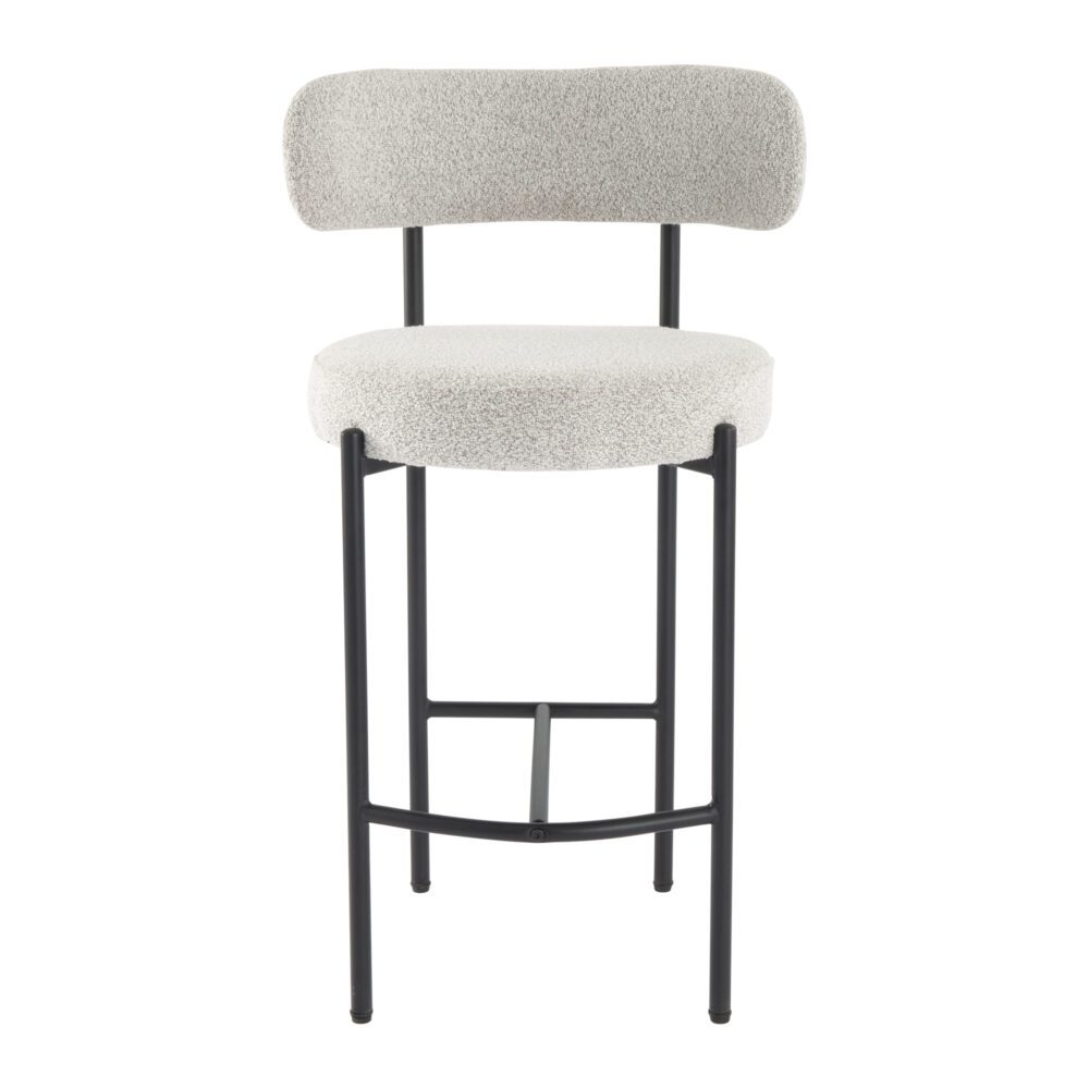 Elegant Boucle Bar Stools with Metal Quartz Legs, Set of 2, Modern Mid-Century Design