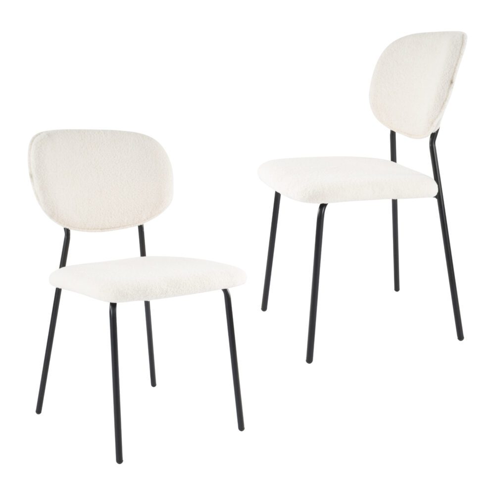 White Whisper Teddy Fabric Dining Chairs Set