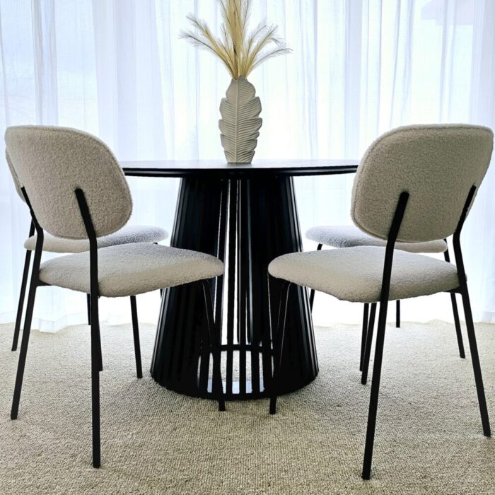 White Whisper Teddy Fabric Dining Chairs Set