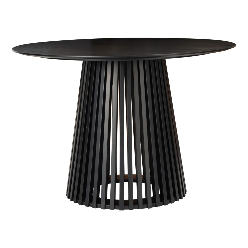 Palmer Dining Table, Sleek Silhouette, Black, Modern Conical Base, 110cm Diameter, Japandi Style
