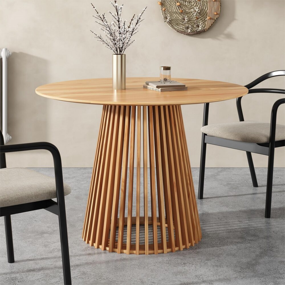 Japandi Dining Table Natural Wood 110cm