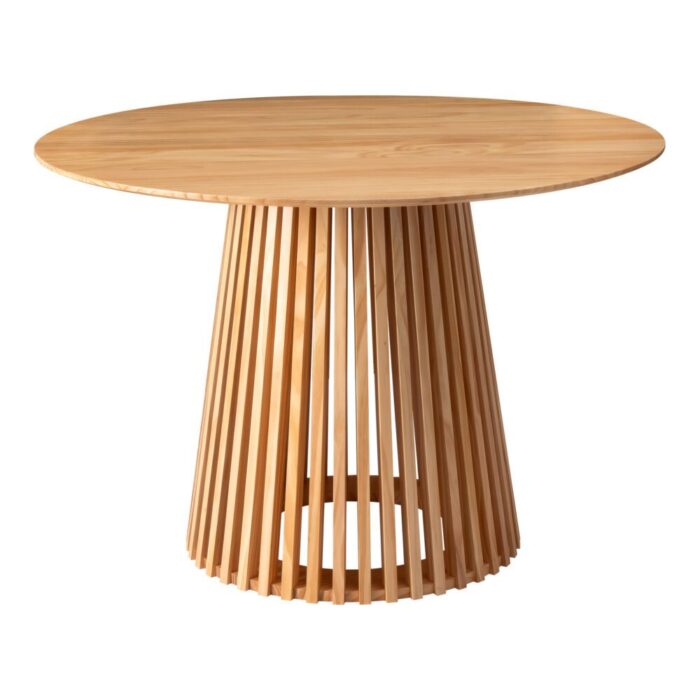Japandi dining table, natural wood, pedestal base, 110cm, stylish, Edison collection