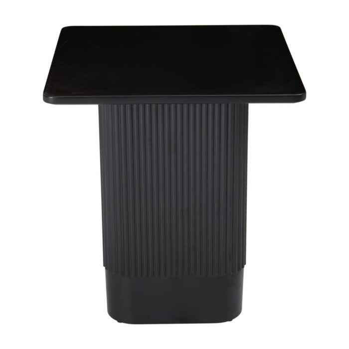 Matte black side table, minimalist design, sturdy build, perfect for small spaces