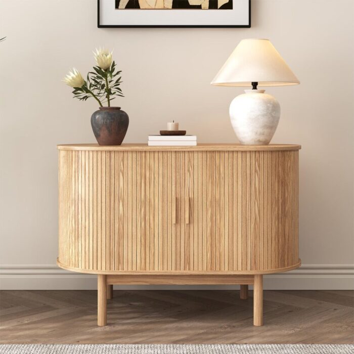Oslo Sideboard Nat Wood, Mid-Century Style, Ample Storage