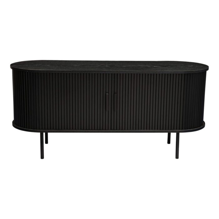 Oslo Sideboard Black Ribbed Sliding Doors Modern