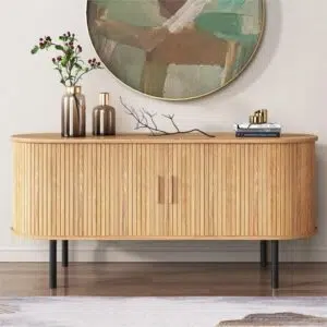 Oslo Sideboard Natural Ribbed Sliding Doors Modern Storage