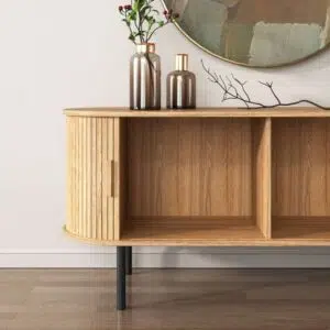 Oslo Sideboard NatRibbed Sliding Doors Storage
