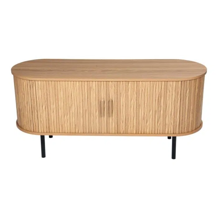 Oslo 1.2m Sideboard – Natural Ribbed with Sliding Doors