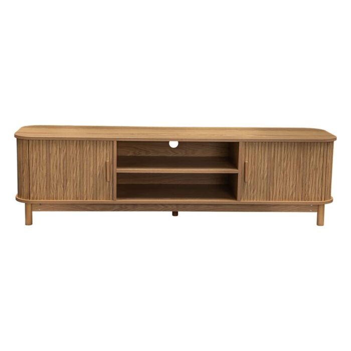 Oslo 160cm Ribbed Entertainment Unit Natural Wood Modern Living Room Furniture