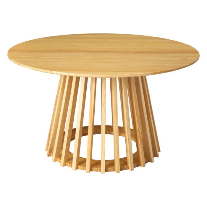 Natural Wooden Coffee Table with Slatted Design