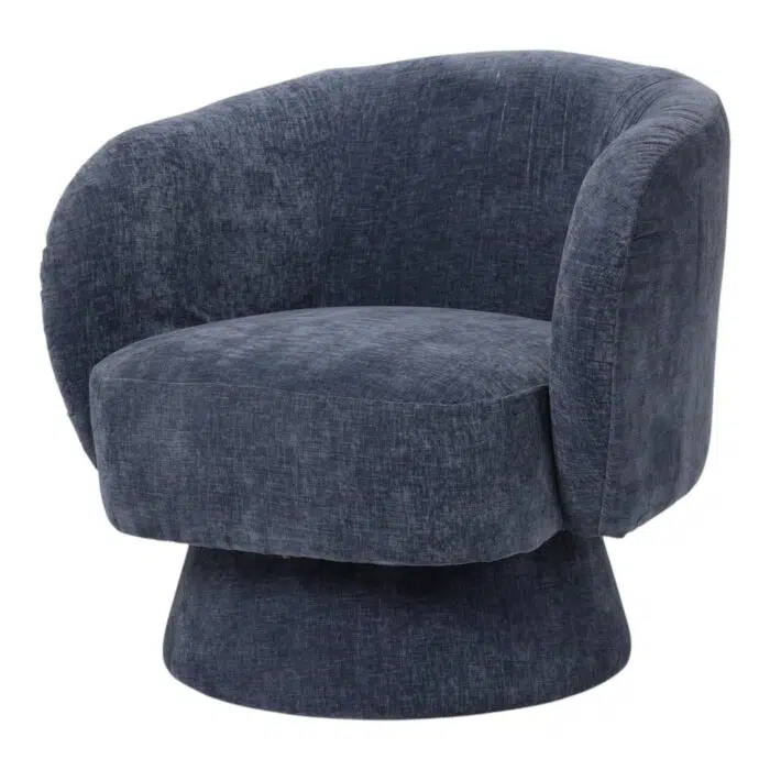 Celine Swivel Armchair – Denim Blue Chenille